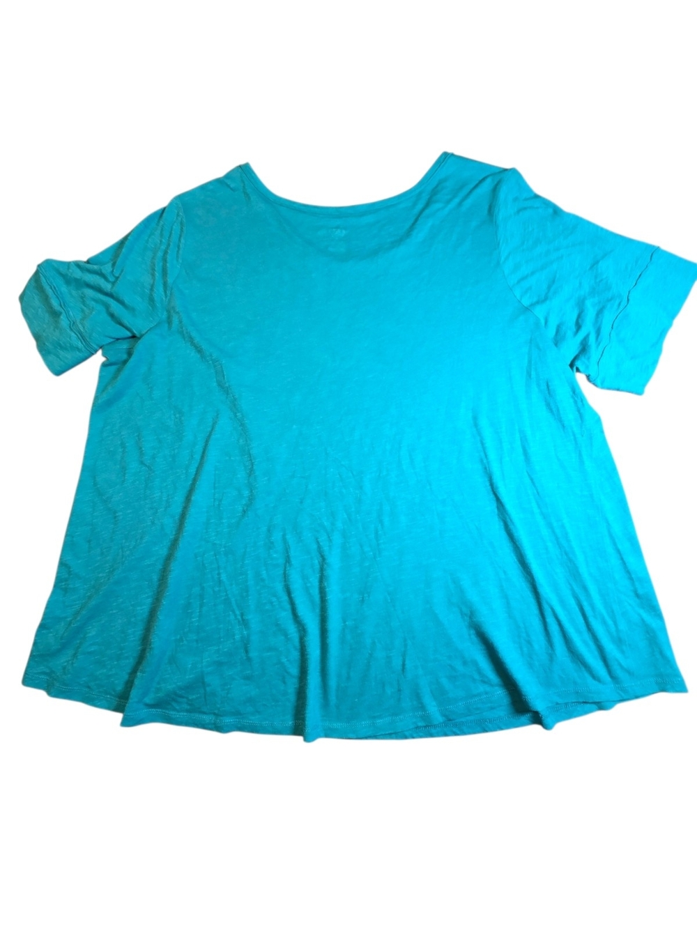 Cato Plus Size Turquoise Teal Cotton Modal Knit Short Sleeve Tee Shirt 22/24W - Picture 2 of 6